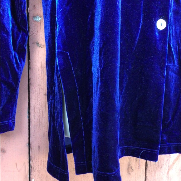 Vintage Electric a blue Velvet Tunic Button Top - Picture 3 of 5